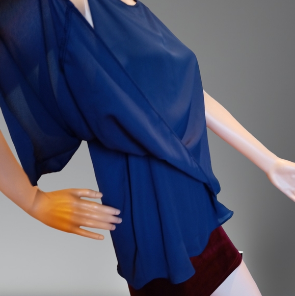 Alice Collection Women's Sleeveless Layered Scoop Neck Tank Blouse Navy Blue - Picture 13 of 16